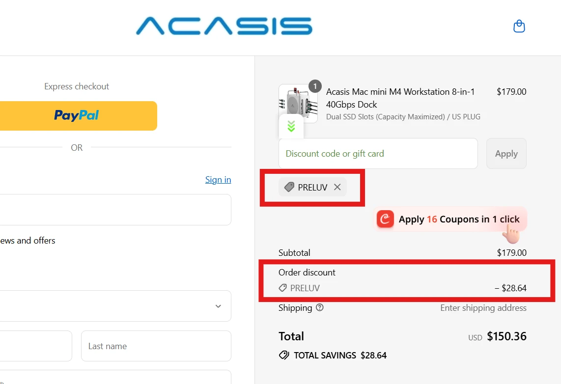 Use Discount Code PRELUV for 16% OFF Sitewide at acasis.com